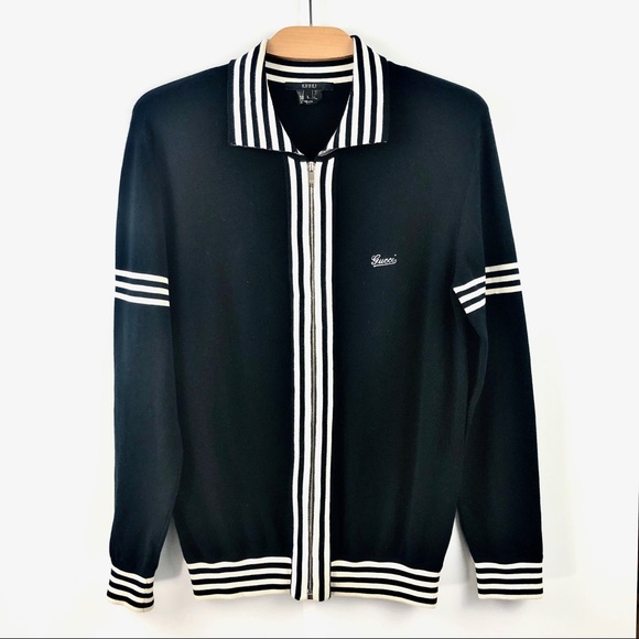 Gucci Other - Gucci Black Stretch Brushed Cotton Zip Cardigan L